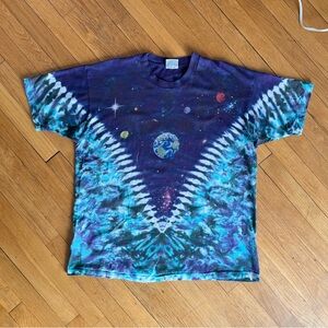 Vintage 90s Nike Liquid Blue Outer Space Galaxy Tie Dye Shirt